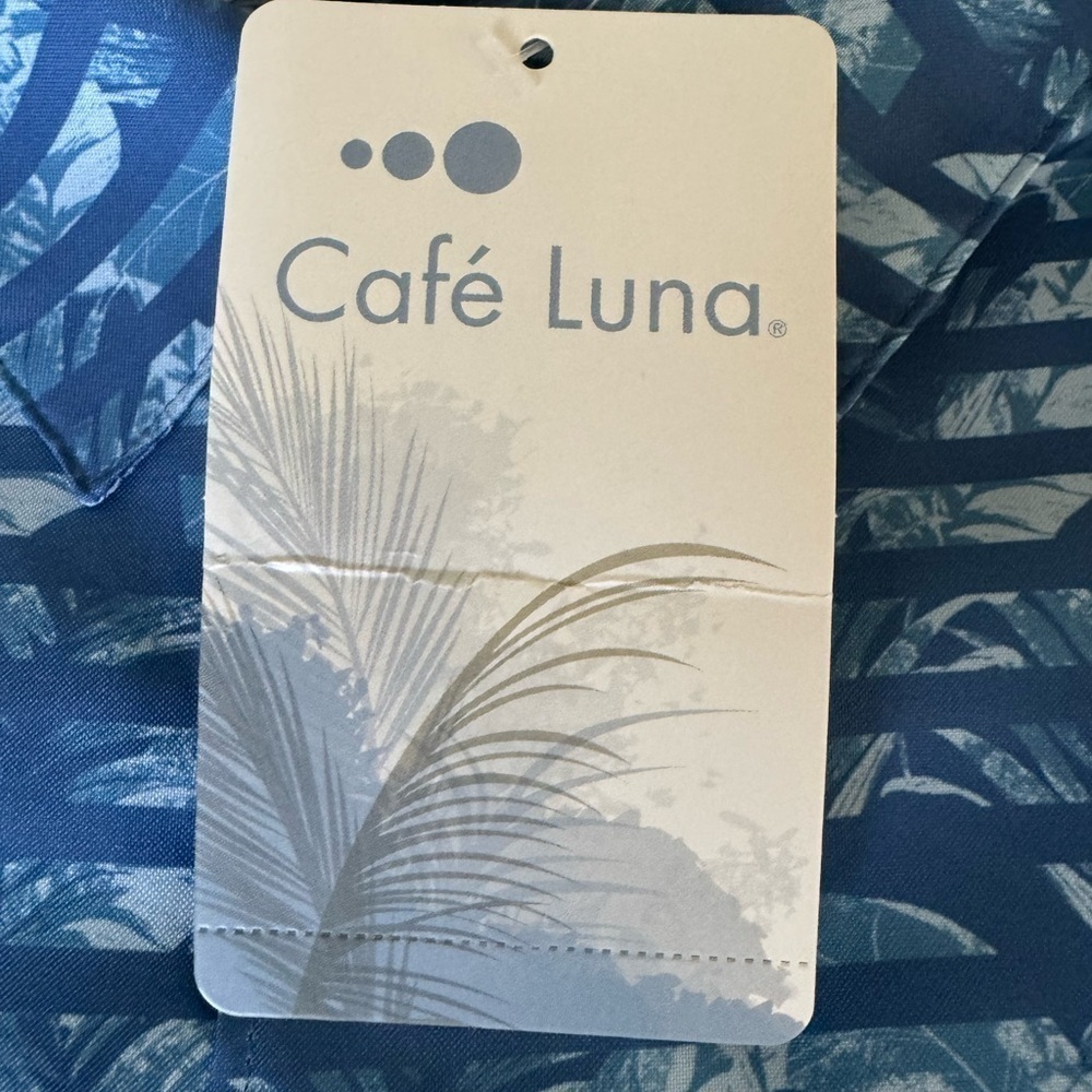 NWT Café Luna Light Blue Spring Break Shirt 3XL | Short Sleeve Tropical Style - Picture 7 of 8